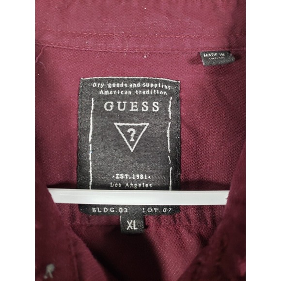 Guess Shirt Mens XL Purple Long Sleeve Button‎ Up Double Pocket Casual Wear - Picture 3 of 9